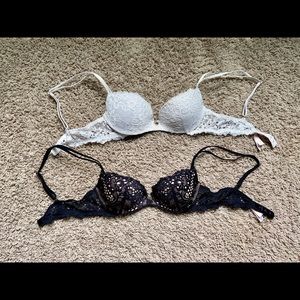 Two VS balconette padded demi bras 32A